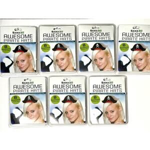 56 Mini Pirate Party Hats Folding Paper Cardstock Photo Booth Prop Multicolor